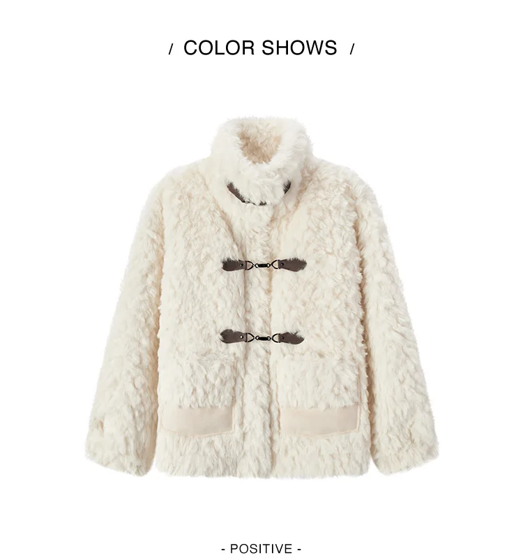 Coat Women Imitation Rabbit Fur Imitation Suede Patchwork Retro New Winter Loose Stand-Up Collar Jacket