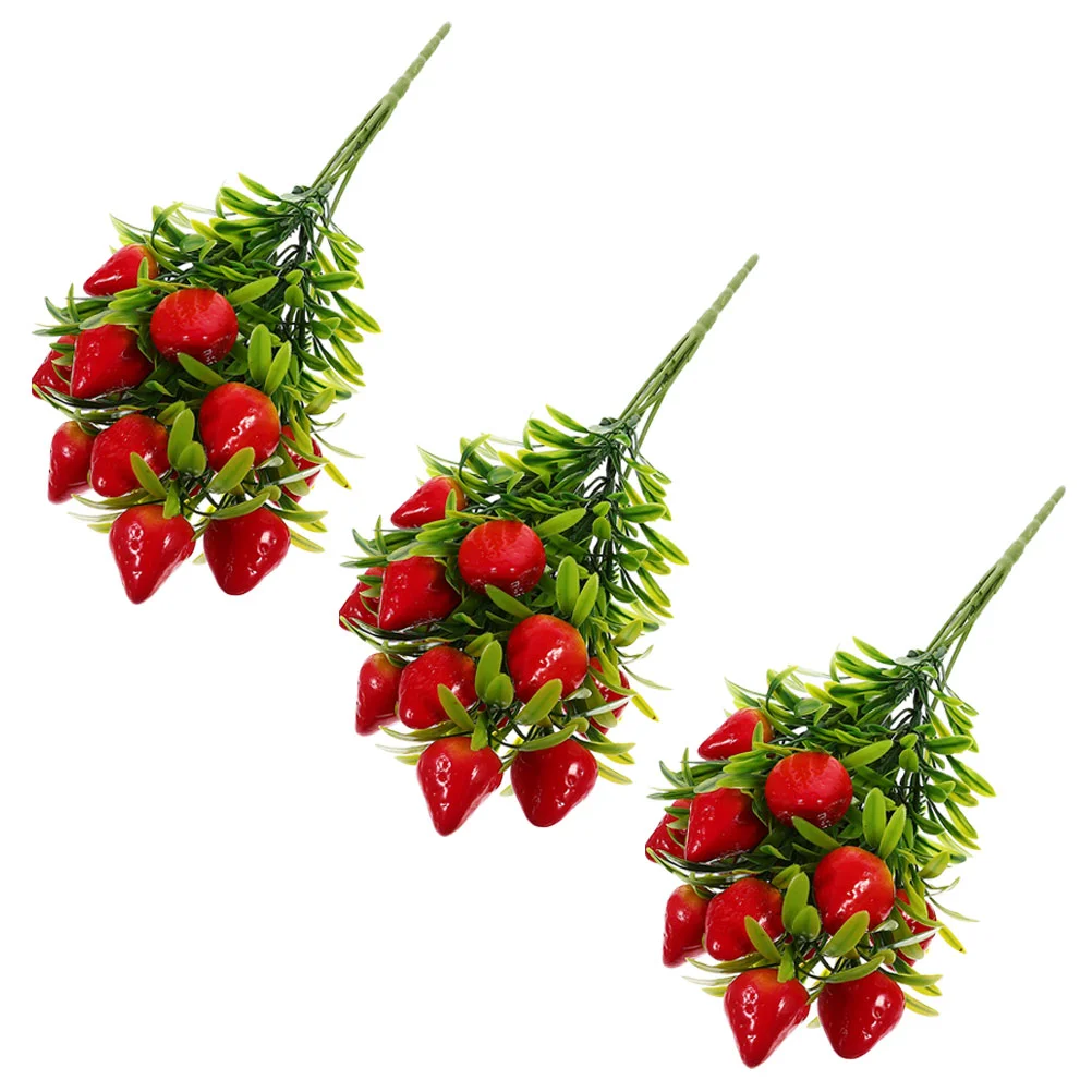 

Simulated Strawberry Artificial Stem Bouquet Fake Stems Fruits Branches Plastic Vases Home Decor
