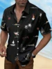 Men's Woven Fashion Casual Beach Surf Holiday Palm Tree Pattern Slim Fit Short Sleeve Shirt 1