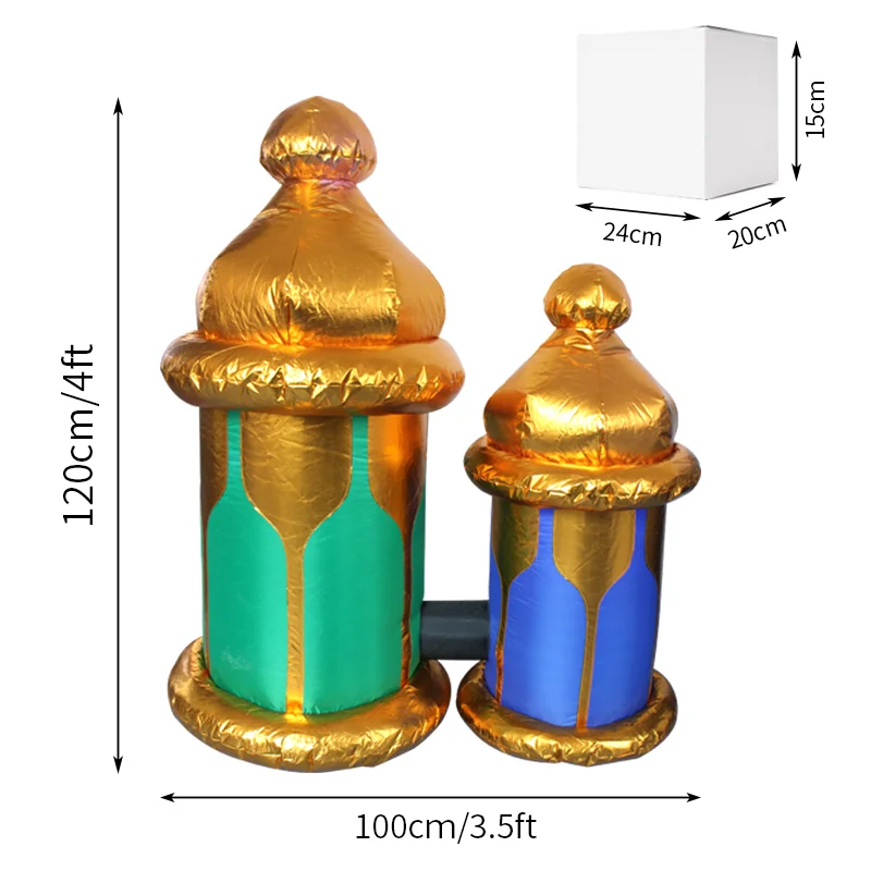 Inflatable Lanterns Muslim Decoration for Home Outdoor Ramadan Holy Celebration with LED Lights for Fasting Introspection Prayer