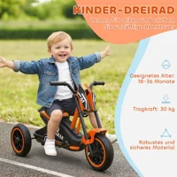 Tricycle, vélo pour enfants, vélo d'équilibre, vélo pour enfants avec pédales, vélo d'équilibre pour enfants de 18 à 36 mois, acier, 79x44x50 cm, orange 3