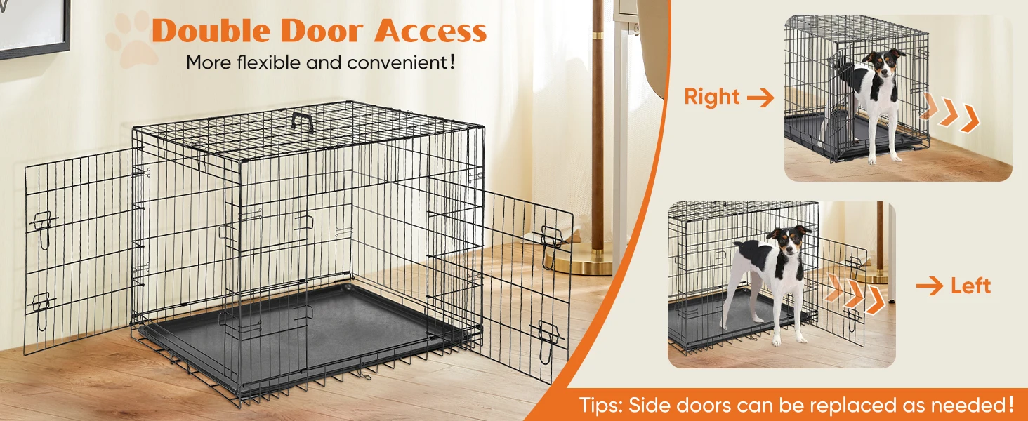 Double Door Folding Metal Wire Dog Cage