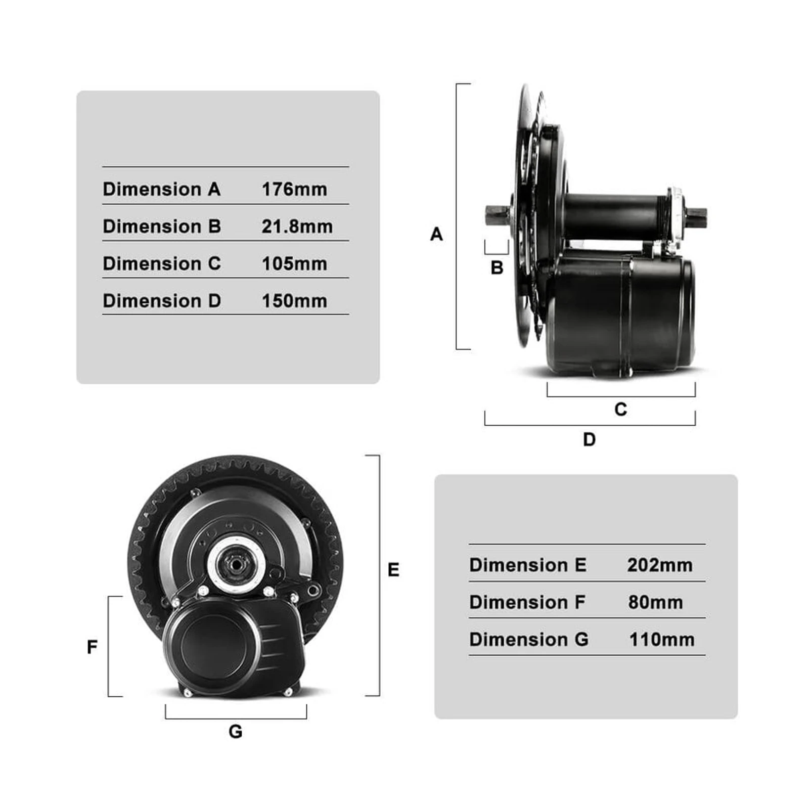 TONGSHENG TSDZ2B 48V 500W Mid-Drive Kit with Battery, Electric Bicycle Conversion Kit for MTB, City, Hybrid, Road, and Gravel Bi