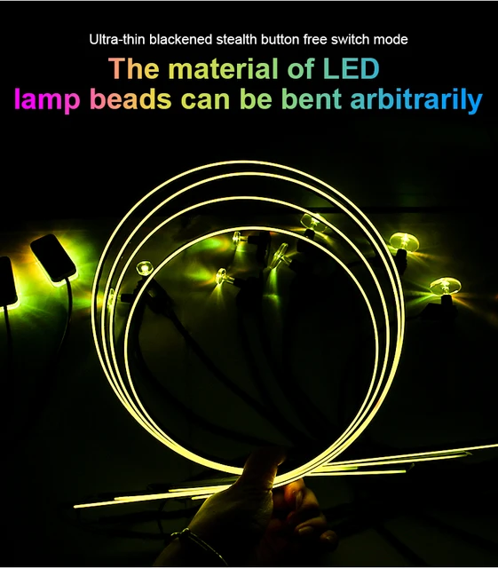 Luci Ambientali Auto APP E Telecomando - Fibra Ottica RGB, 64 Colori, 6 Metri - Foto 8