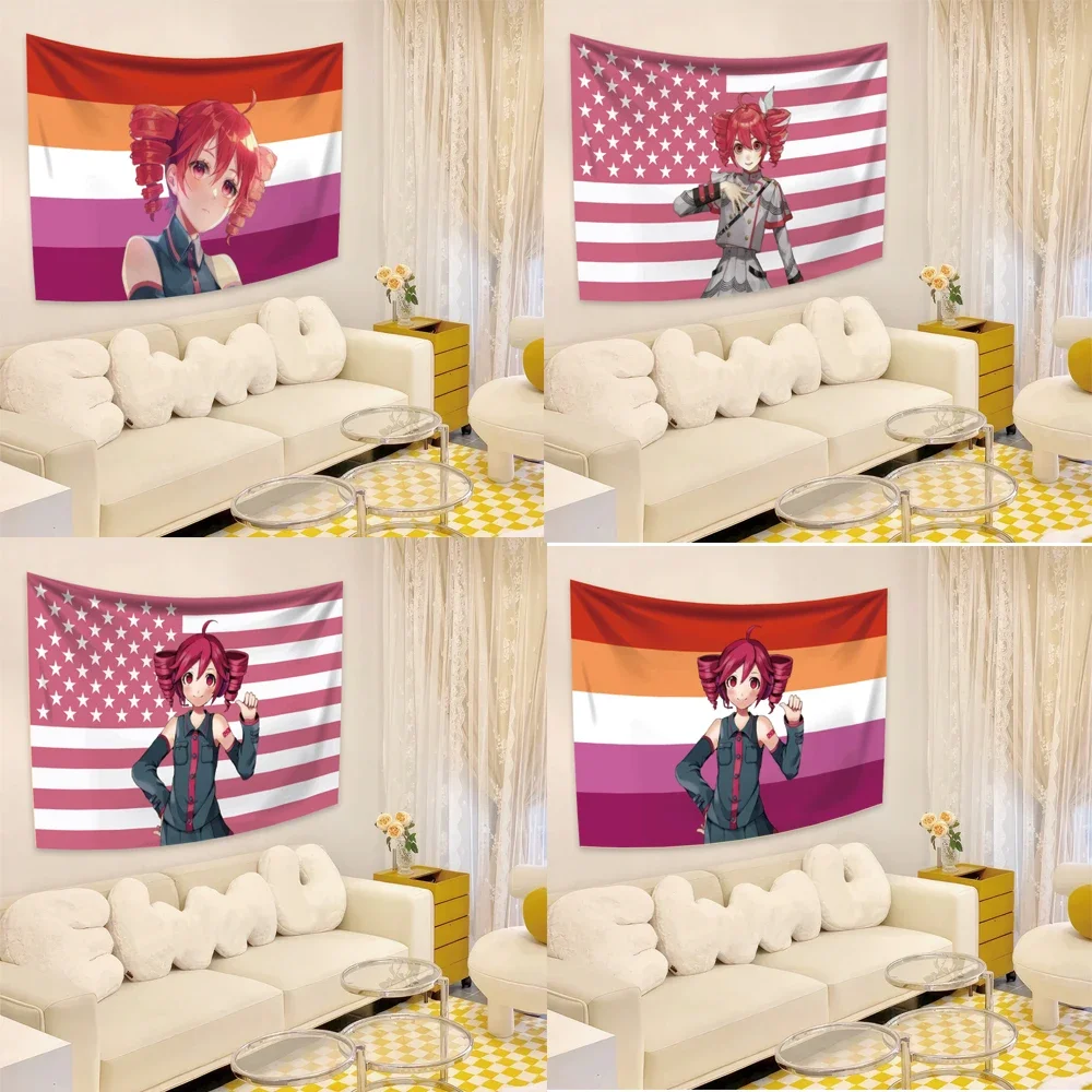 3x5Ft Kasane Teto Pink American Flags Wall Hanging Tapestry Headboar daesthetic Room Decor Cute Birthday Gifts tapestry decor,wall flag decor
