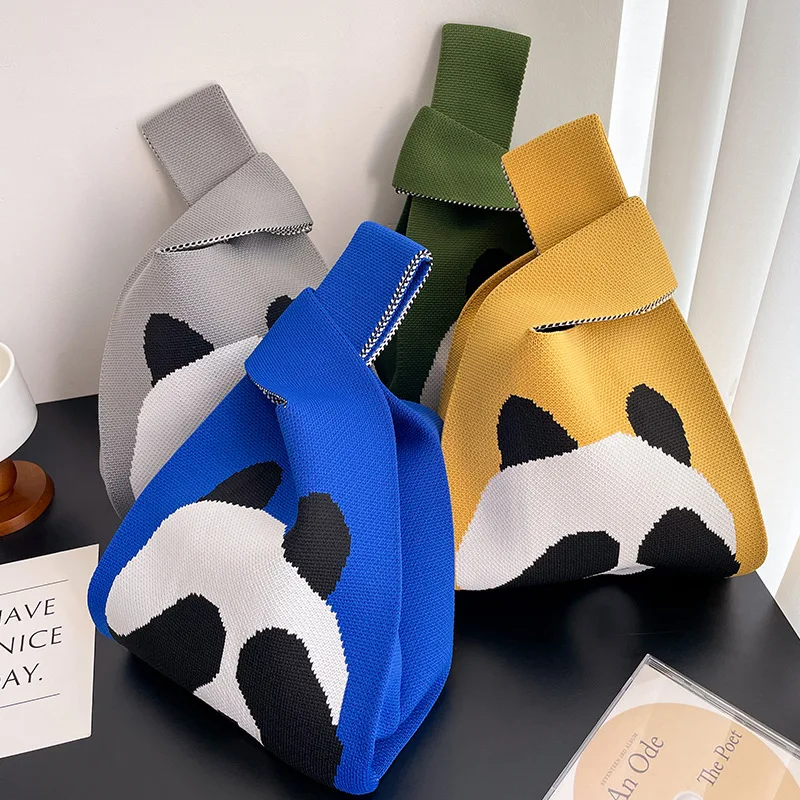 

Cute Panda Large Capacity Knitted Shoulder Bag Women's Bag Summer Fashion Versatile Tote Bag Handbag Travel Vacation Phone Bag