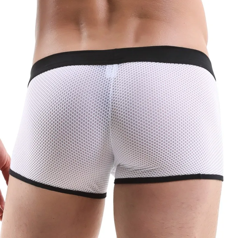 Brand Men Mesh Boxers Underwear Low-Waist Men Boxershorts Sexy Male Panties Cuecas Temptation Bulge Penis Big Pouch Man Lingerie 5