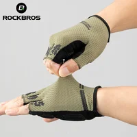 כפפות חצי אצבע ROCKBROS SBR כף יד נושמת אנטי-זעזוע כפפות רכיבה גמישות גבוהה כפפות אופניים ללא אצבעות 4