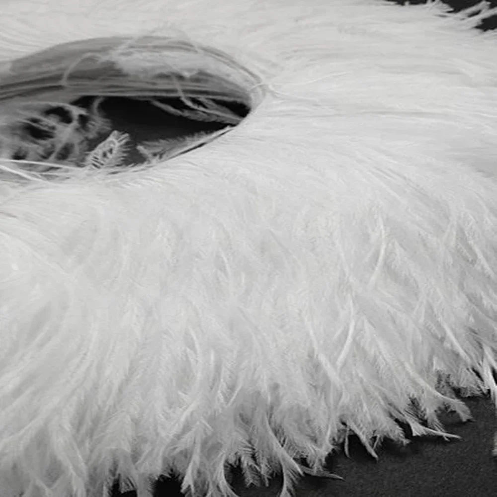 Rifiniture in piuma di struzzo di alta qualità con frange in piuma bianca naturale rifiniture in nastro per abiti da festa accessori da sposa per cucire 1 M - immagine 5