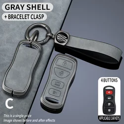 Premium Leather Zinc Alloy Car Key Case (Grey A4 Set2)