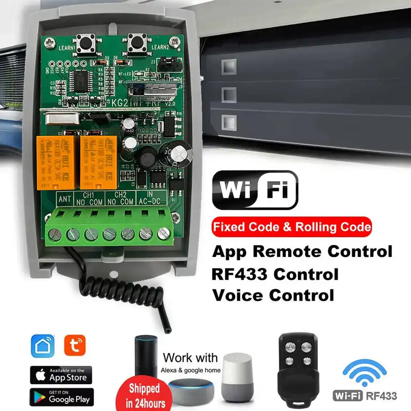 SCS SENTINEL Controller Tuya WiFi Smart Life Garage Door Receiver 7-32V 85-250V 2CH 433MHz Remote Control Gate Opener Universal - Image 4
