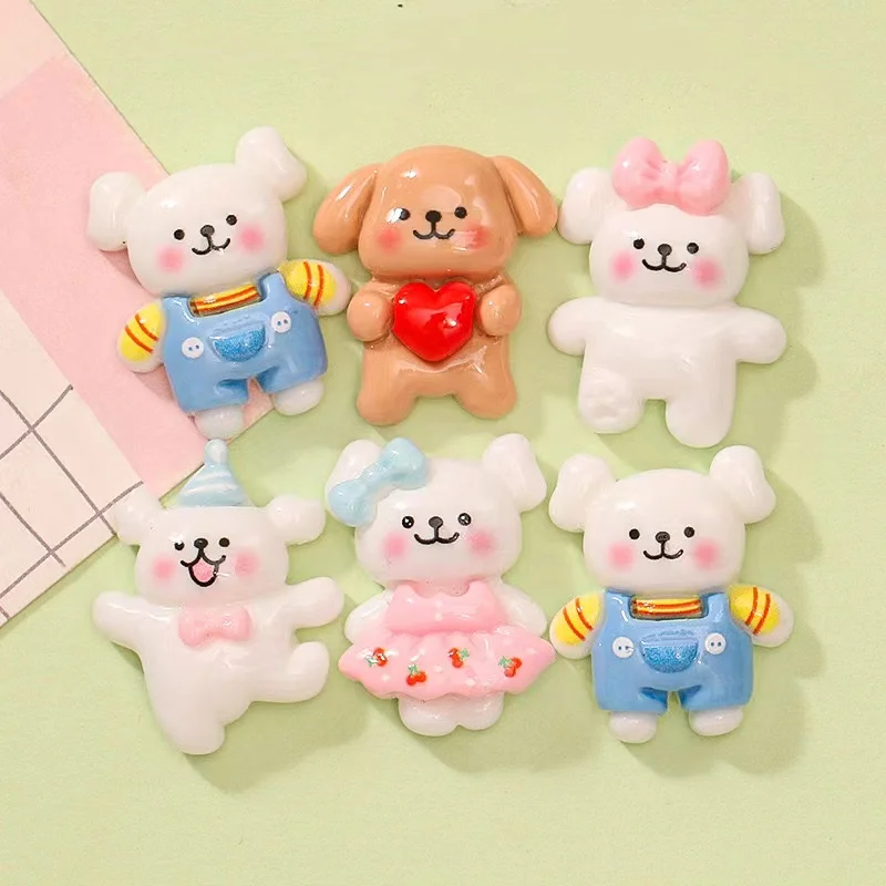 Cute Mini Little Cartoon puppy Flat Back Home Decor Parts Embellishments cartoon puppy decorations for Hair Bows Accessories 10Pcs
