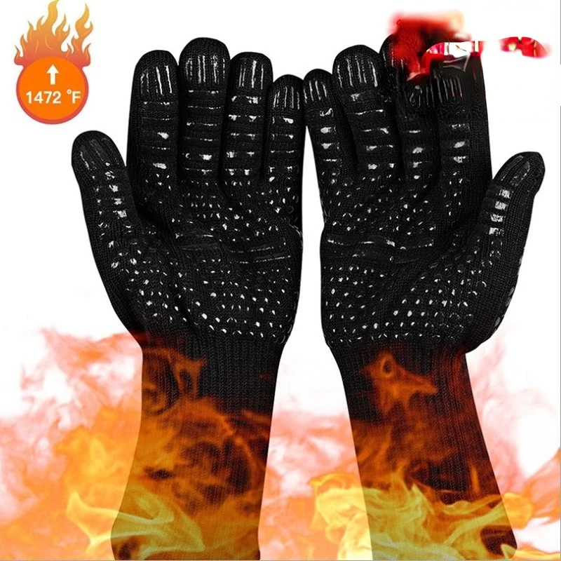 

New BBQ Oven Gloves 800 Degrees Fireproof Heat Resistant Gloves Silicone Oven Mitts Barbecue Heat Lnsulation Microwave Gloves