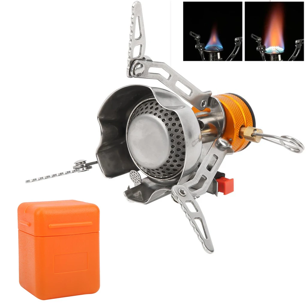 

Mini Camping Stove Outdoor Portable Windproof Gas Stove Stainless Steel Foldable Picnic Burner Furnace Head Camping Supplies