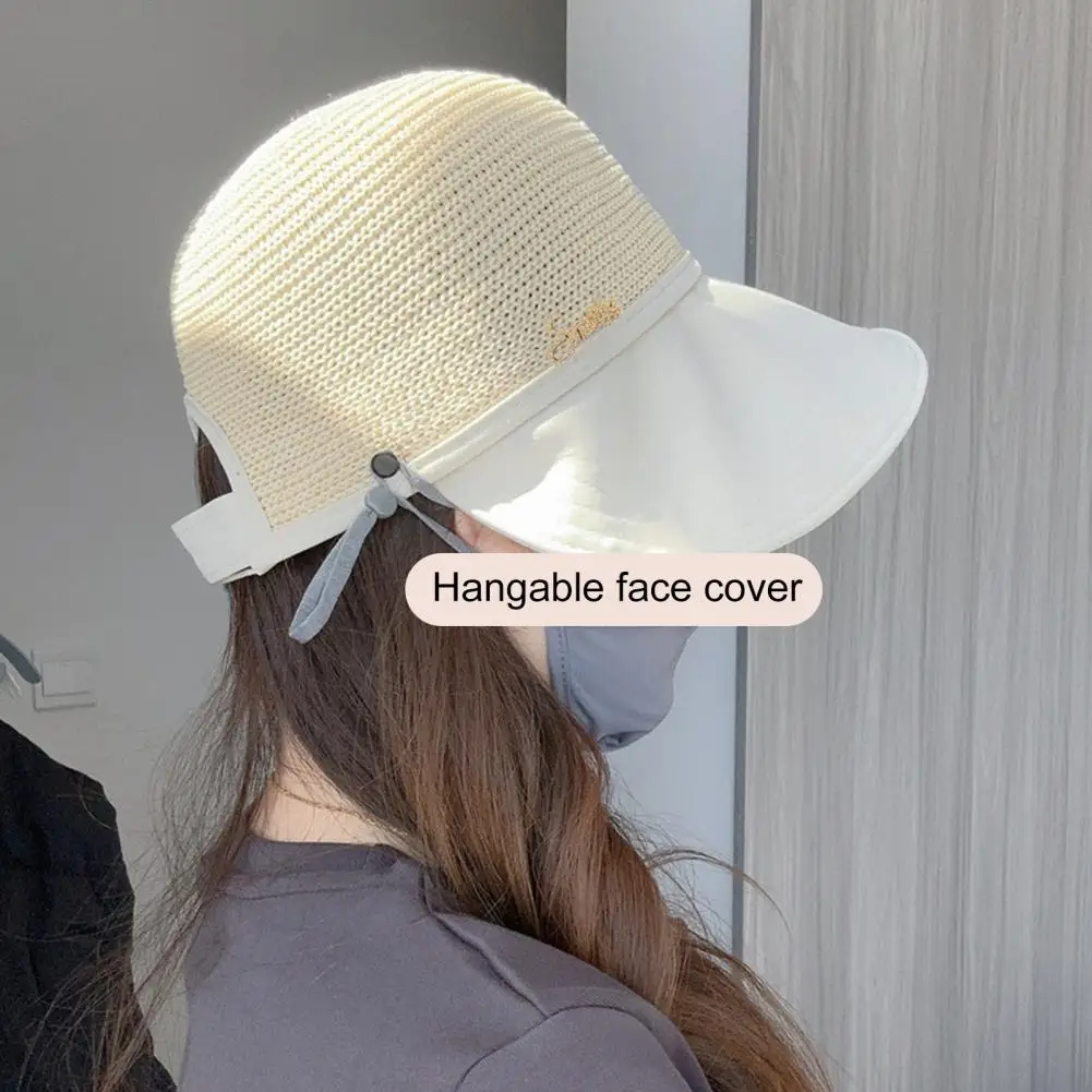 1pc Hat Summer Men Women Wide Brim Beach UV Sun Hat Women Solid Bow Decor Sun For Beach