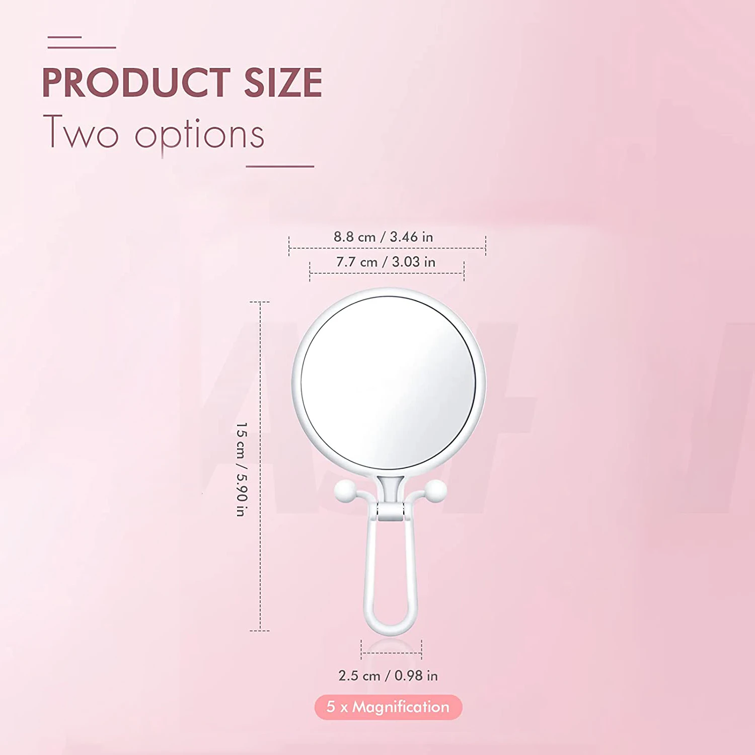소형 휴대용 확대 거울, 양면 받침대, 확대 및 트루 이미지 메이크업 거울, 2 배, 5 배, 10x