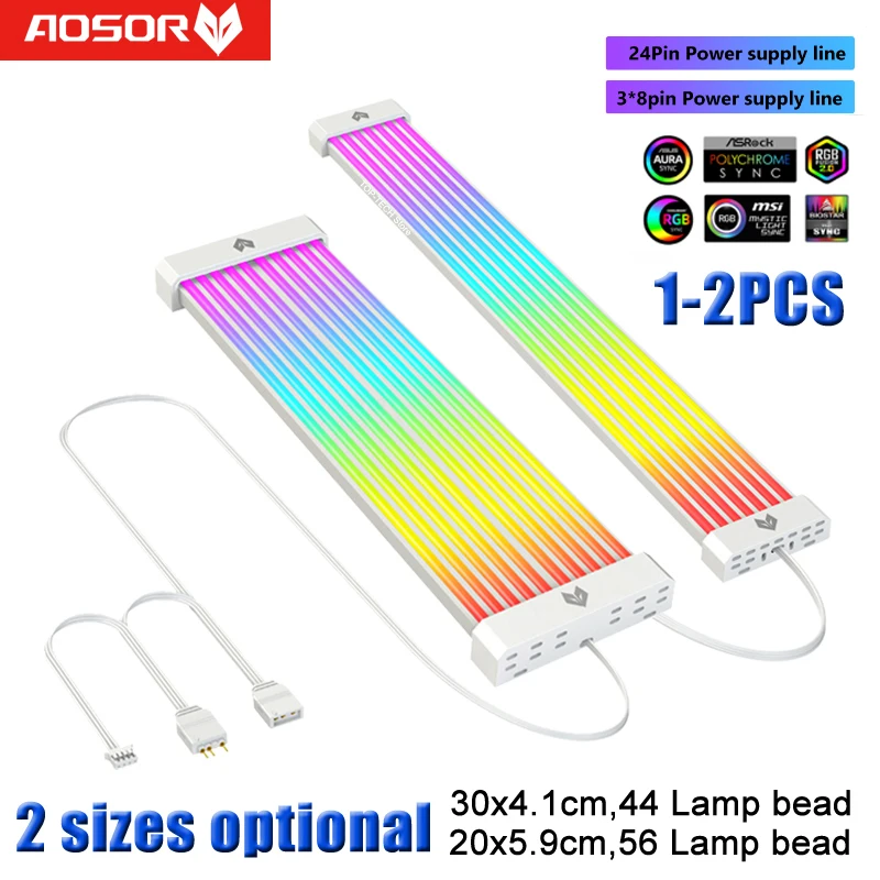 Cavo LED RGB GOWENIC COOLMOON AL300 – Neon Per Scheda Madre E GPU – 44 Doppie Perle Luminose, Silicone Flessibile, Connettore 5V 3PIN ARGB