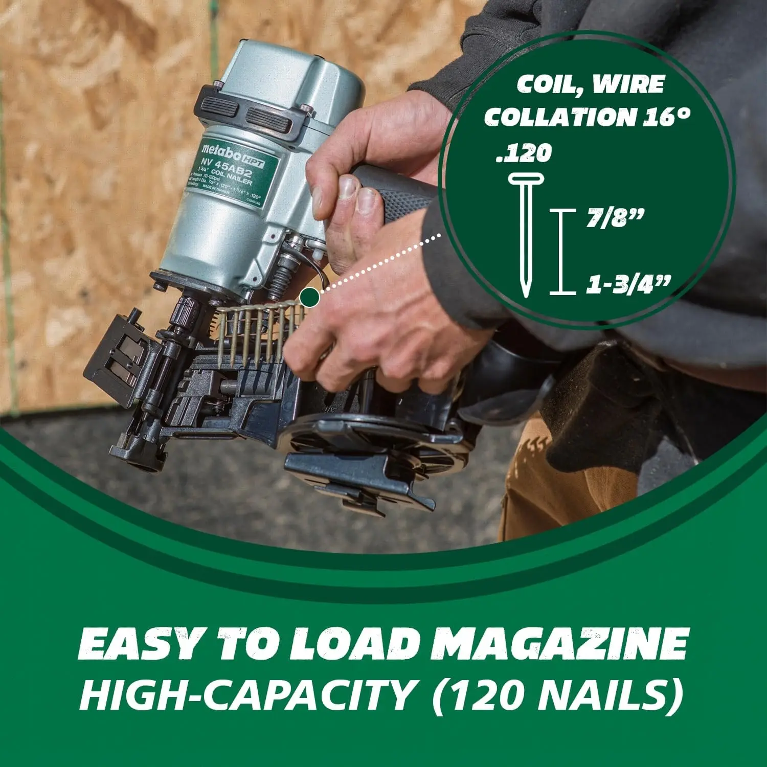 Metabo HPT Roofing Nailer, Pro-preferred Pneumatic Power Nailers in Roofing tools, Pneumatic Nailer for Asphalt