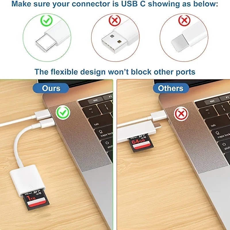 USB Type C Card Reader to SD USB C Card Reader Camera Memory Converter for Huawei XiaoMi Macbook Pro/Air Laptop Phone Type-c