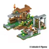 Villages House Worlds Building Blocks Mountain Cave Farm Nether Fight Zombie Alex Action Bricks Toys for Children Gifts 6