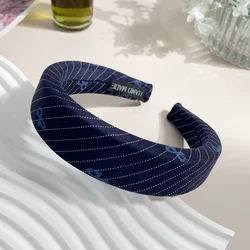 Floral Bowknot Hairbands with Soft Sponge Flower Bows and Wide Hoop Design (Bows - Navy Blue)