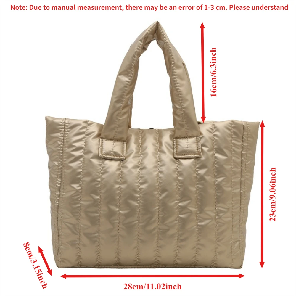 Borsa Tote Donna Grande Capacità 2026, Elegante Borsa a Mano alla Moda per Uso Quotidiano, Imbottita in Cotone e PU Tinta Unita, Casual - immagine 6