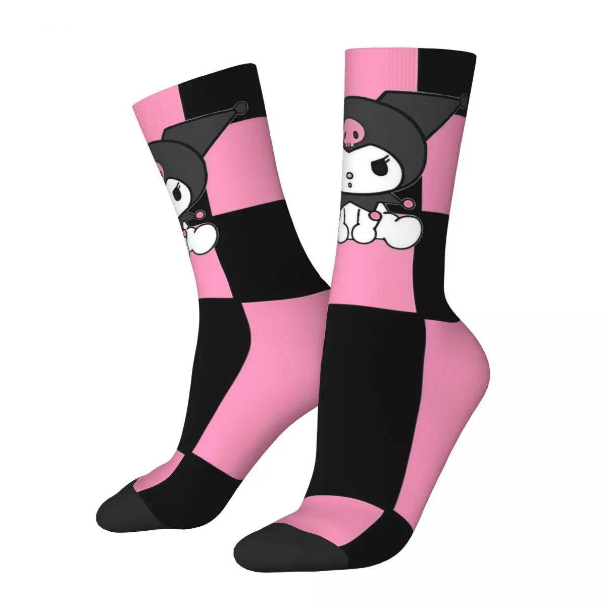 

Модные баскетбольные носки Kuromi из полиэстера, носки средней длины для женщин и мужчин, дышащие