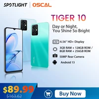 OSCAL TIGER 10 Android 13 Smartphone, 6.56'' HD+ Display 16GB(8+8) RAM 256GB ROM Octa-Core T606, 50MP 5180mAh Cellphone 1
