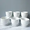 1PC Ceramic Flowerpot Dehua White Porcelain Pot Succulent Plant Flower Pot Small Flower Rack Pure White Striped Pot 2