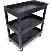 32" x 18" Mobile Multipurpose Utility Tub Cart with 3 Shelves and Ergonomic Handle - Black, Great for Warehouse, Garage and More 2