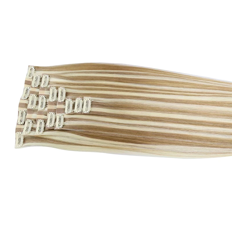 Clip In Human Hair Extensions Women Remy Hair Clip In Extensions Clip-on Straight Pieces Women 12-26Inches hair extensions