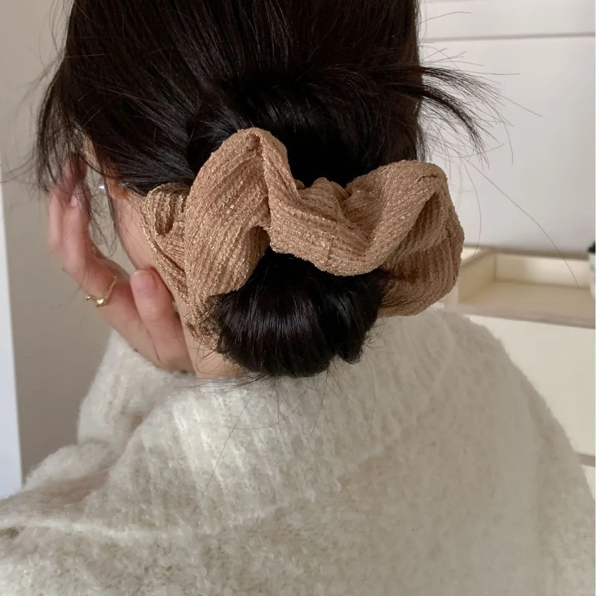 New Woman Simplicity fold Scrunchies Senior Elastic Hairband Girls Rubber Band Lady Hair Ties Ponytail Holder Hair Accessories