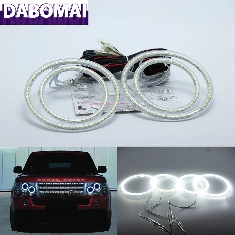 랜드로버 레인지로버 L322 보그 2003-2009용 제논 라이트 울트라 브라이트 SMD 화이트 LED 엔젤 아이즈 12V 헤일로 링 키트 주간 주행등