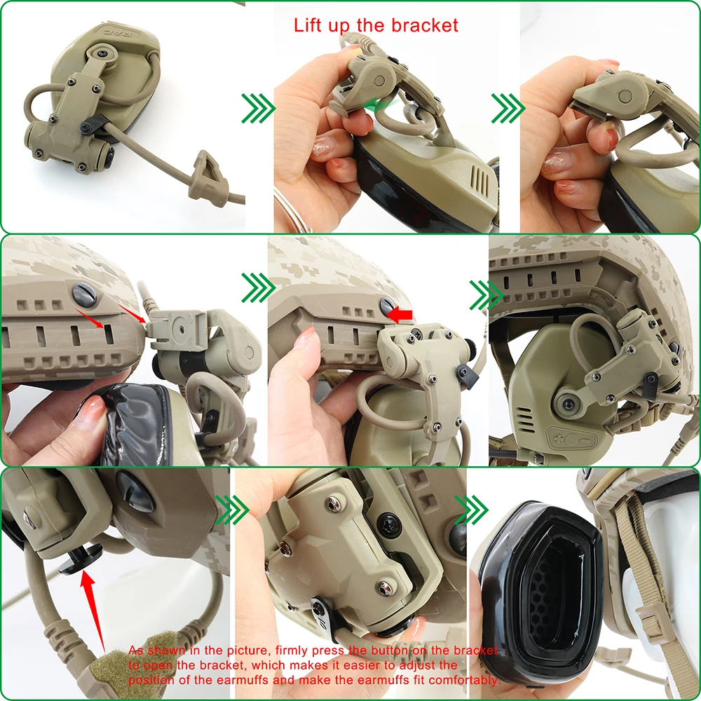 TS TAC-SKY RAC Tactical ARC Rail Attached Communication Headset  Noise Reduction For Fast Helmet Tactical RAC Headset