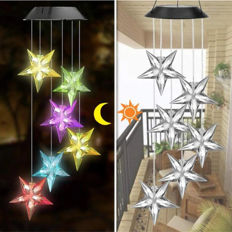 Solar Light Outdoor Powered LED Wind Chime IP65 Butterfly Hummingbird Lawn Lamp For Garden Decor Solar Garden Light Outdoor outdoor fence lights Solar Lamps