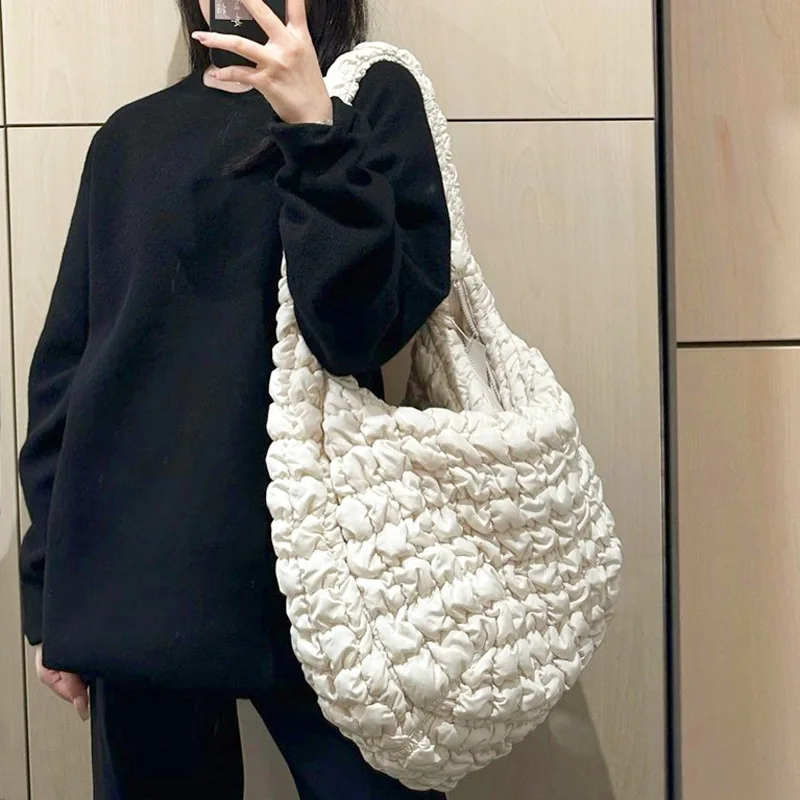 

Overlarge Padded Shoulder Bag Puffy Cotton Crossbody Bags for Women Handbag Luxury Designer Quilting Dumpling Cloud Bag Tote New