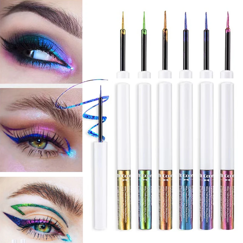 

Жидкая подводка для глаз в форме Хамелеона, 1 шт., стойкая Алмазная металлическая, золотая, синяя, блестящая косметика, блестящие косметические инструменты