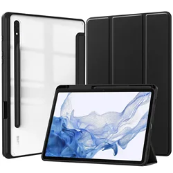 Transparent Tablet Cover with Pencil Holder - Tab S7 FE 12.4inch (Black)