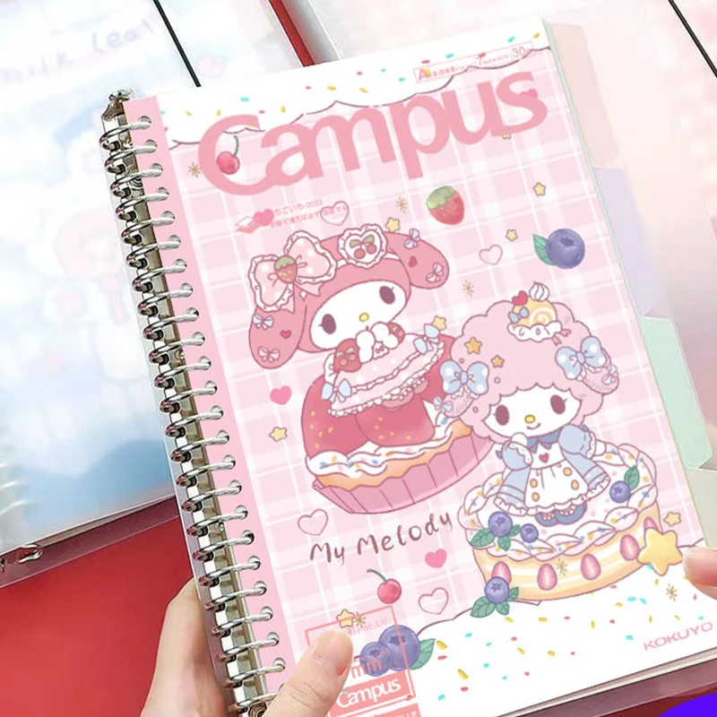 

Sanrio Hello Kitty Kuromi Anime Kawaii Loose Leaf Notebook Cute Cinnamoroll Detachable A5 Book Stationery Dairy Kids Gifts