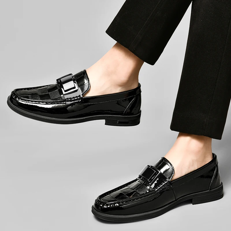Fashion Italian Mens Casual Shoes Luxury Brand Business Leather Loafers Slip On Loafers Men Formal Wedding Dress Shoes Mocassin 3