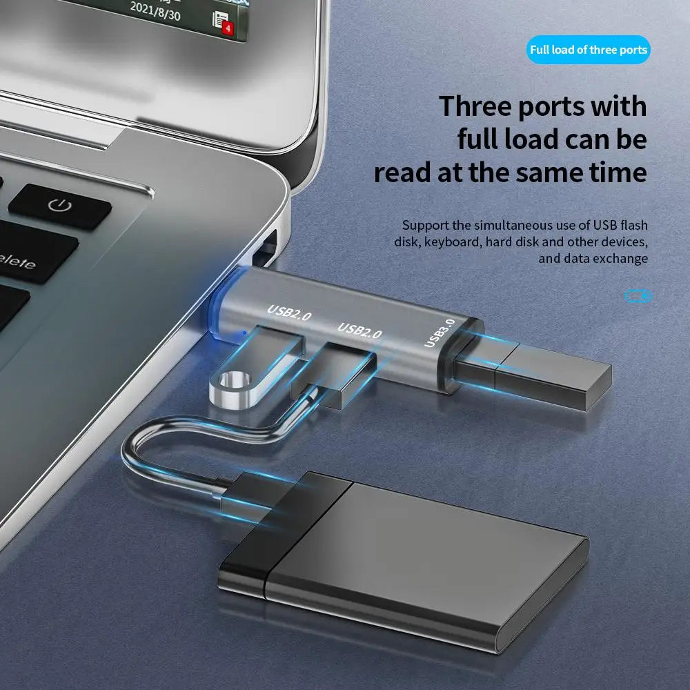 

Multiport Mini USB Dock Station Type-c Hub To USB 3.0 Hub 3 Port 3 In 1 Expander 2.0 USB High-speed Transmission Usb Hub For PC