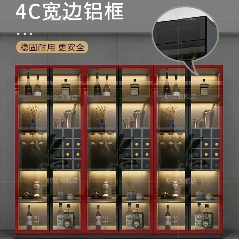 Glass Door Wine Cabinet Modern Simple Living Room Home Light Luxury Dining Side Cabinet Restaurant Meuble Vin Bar Furniture