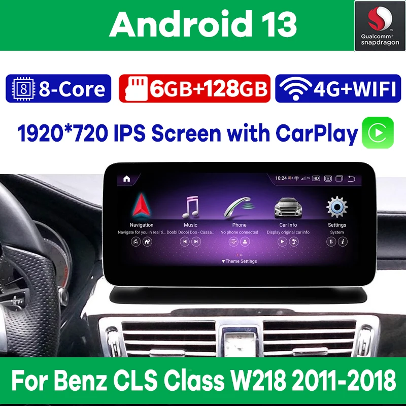 

Android 13 Qualcomm 6G 128G Car Multimedia Player GPS Stereo Radio for for Mercedes Benz CLS Class W218 2011-2018 CarPlay Video