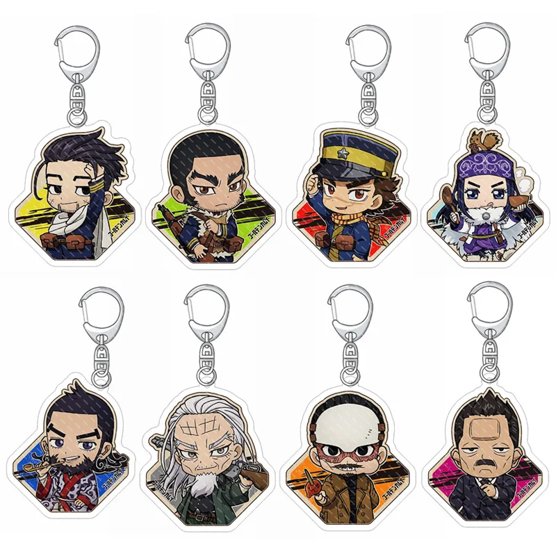 

Anime Golden Kamuy Keychain Tsurumi Tokushirou Sugimoto Saichi Acrylic Figure Key Chain Display Model Decor Cosplay Ornaments