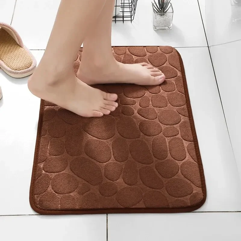 Floor Mat VIKAMA 40X60CM Coral Fleece Pebble Embossed Bathroom Non-Slip Floor Mat Bathroom Floor Mat Bath Room Decoration