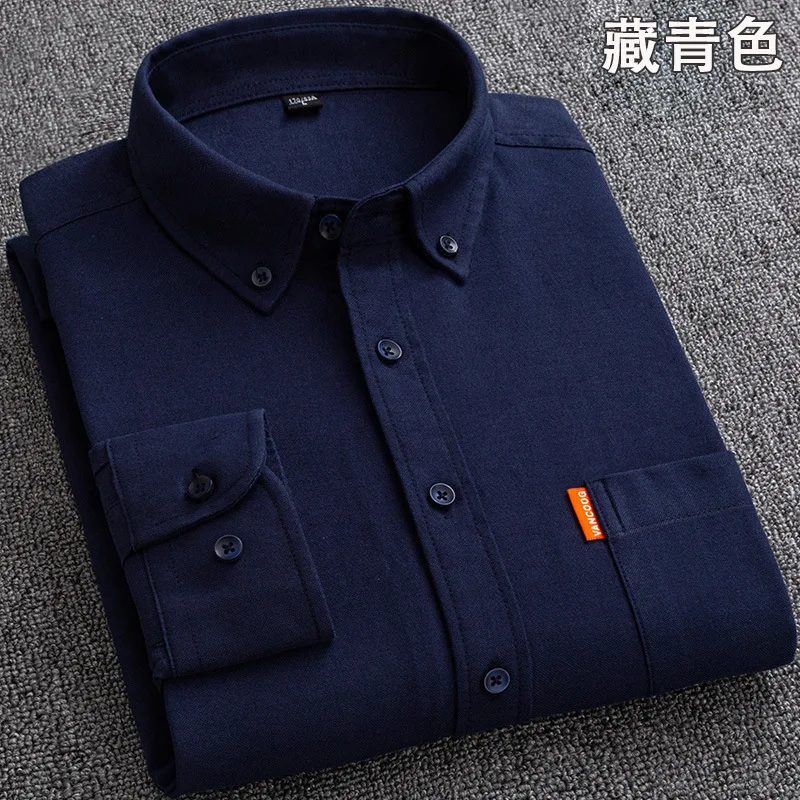 

2023 New Handsome Oxford Spinning Long Sleeve Shirt Button Collar Solid Color Business Casual Top Cardigan Versatile Men's Shirt