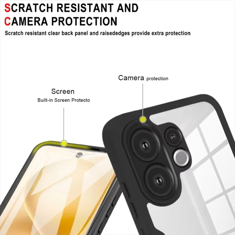 Enhanced Dual Layer Clear Case – 360° Full Body Shockproof Acrylic+TPU Cover