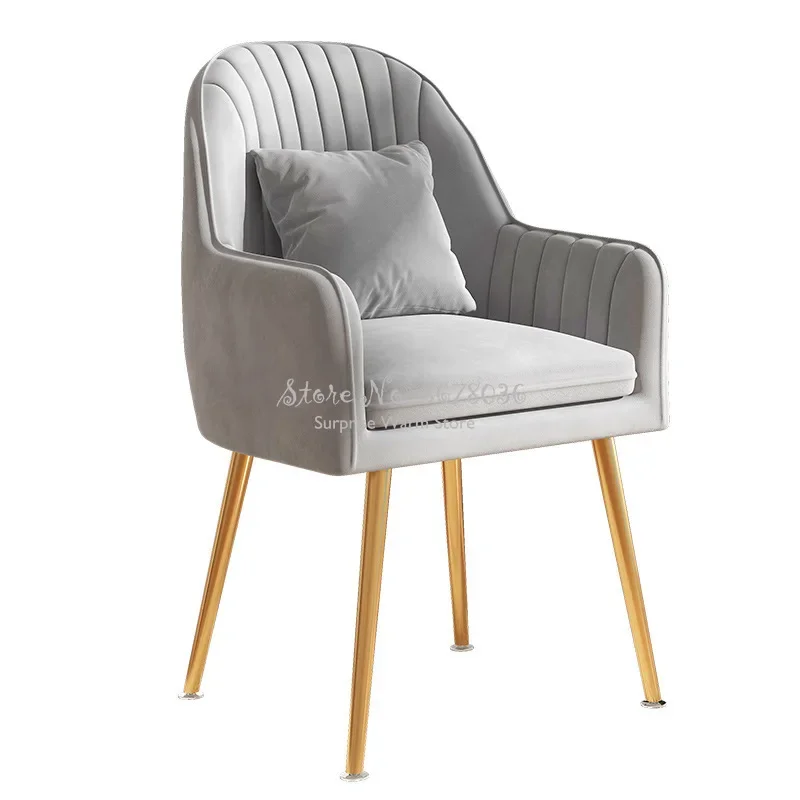 Dining Chair Light Luxury Makeup Chair Soft Backrest Seat Home Bedroom Stool Wrought Iron Dressing Chair Comfortable Dining Furniture