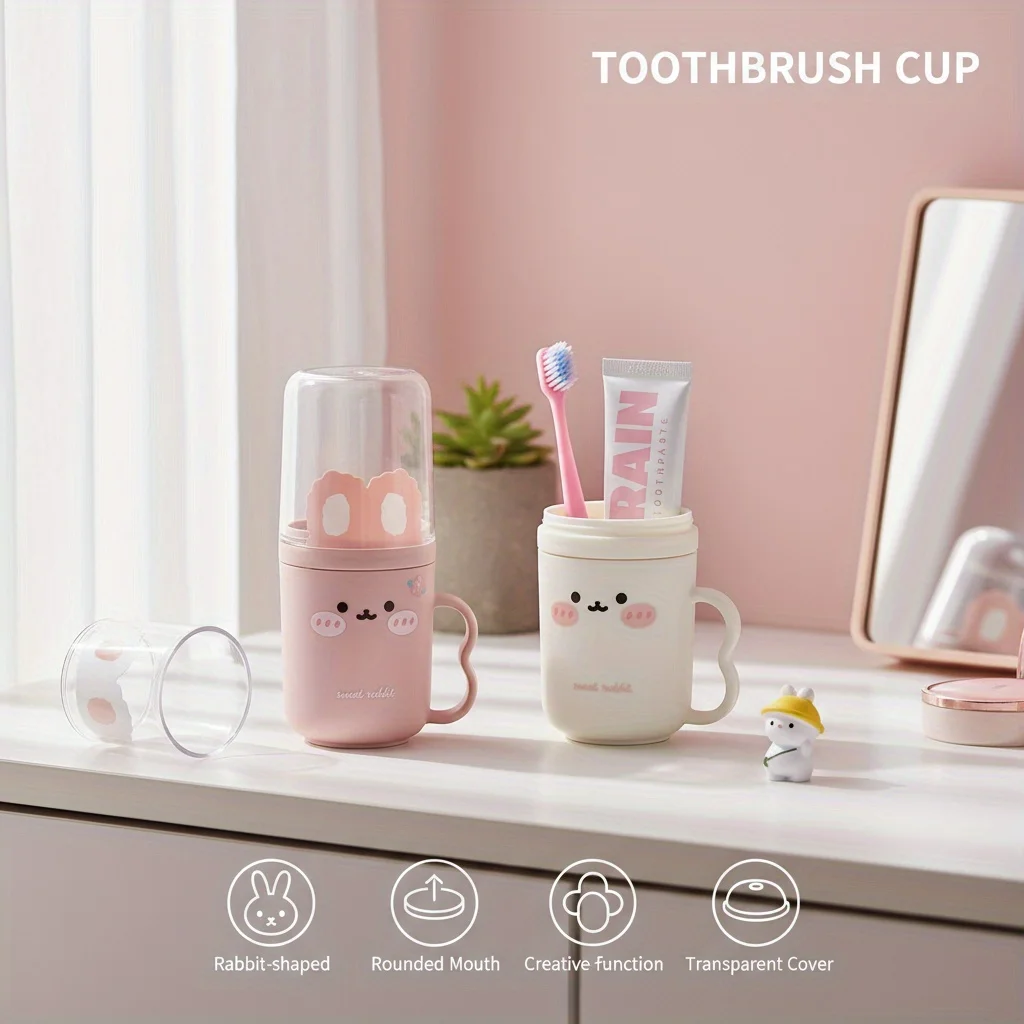 Cute Rabbit Travel Toothbrush And Toothpaste Storage Cup Case_voghion.com