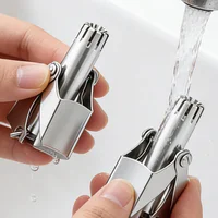 Tondeuse manuelle pour poils du nez en acier inoxydable, outil de toilettage des poils nasaux lavable unisexe 5